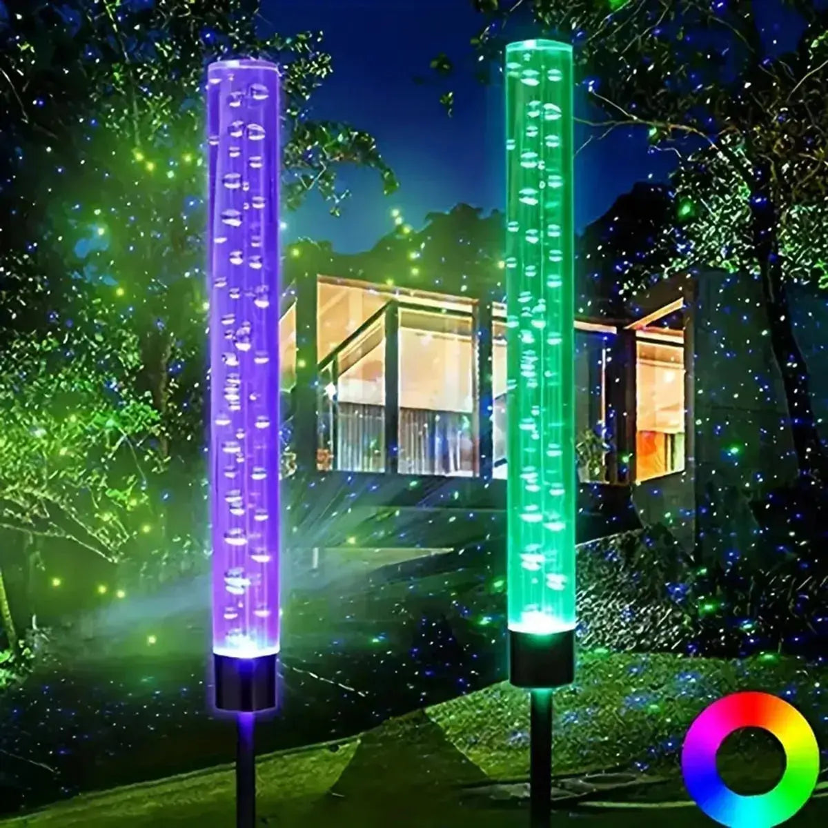 Solar Garten Licht Set - Farbwechsel LED Bubble Bar Lampen für Terrasse & Garten (1-2 Stück) Wunderweltdeko