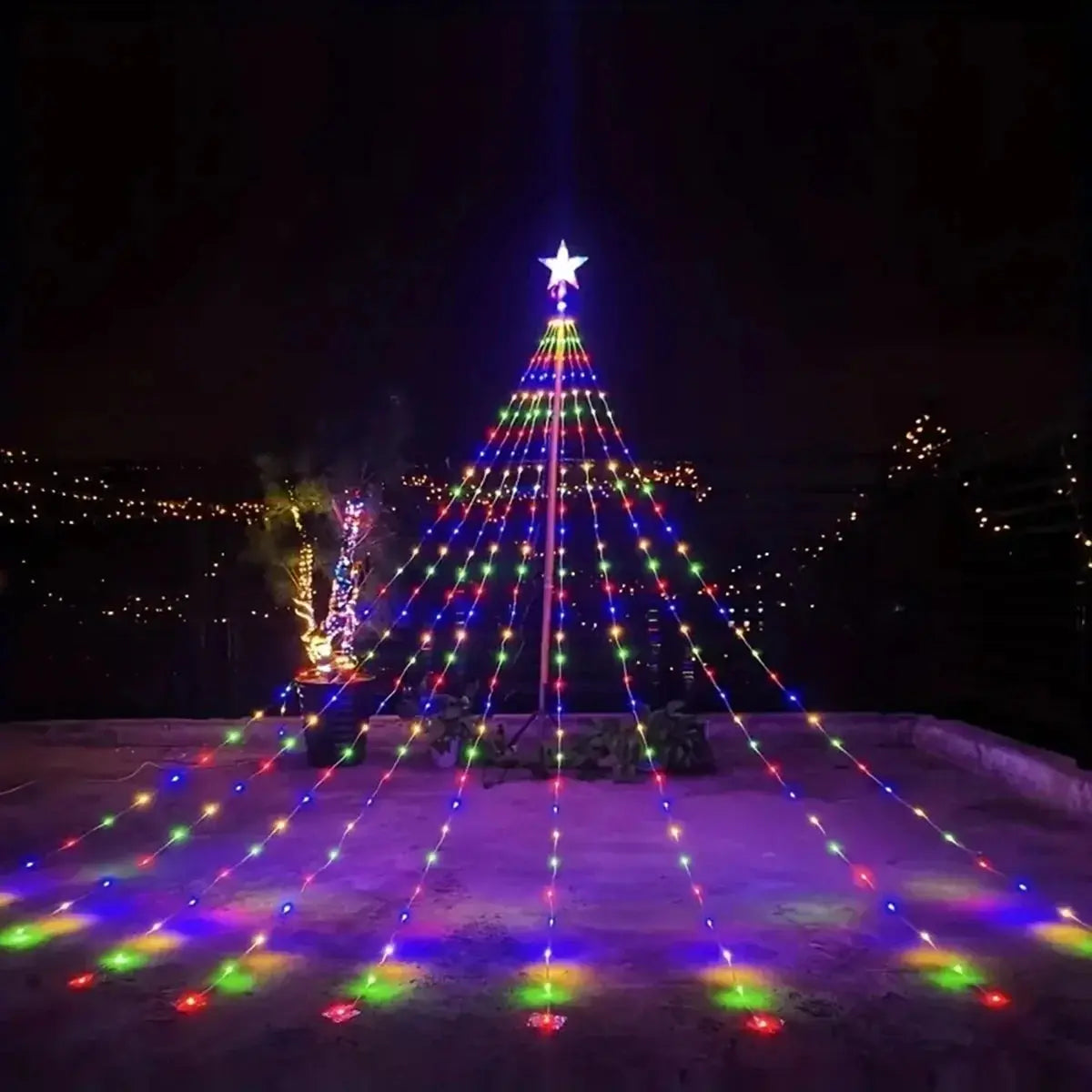 LED Stern Wasserfall Lichterkette 198 LEDs - 8 Modi USB & Fernbedienung - Weihnachtsdeko Innen & Außen Wunderweltdeko