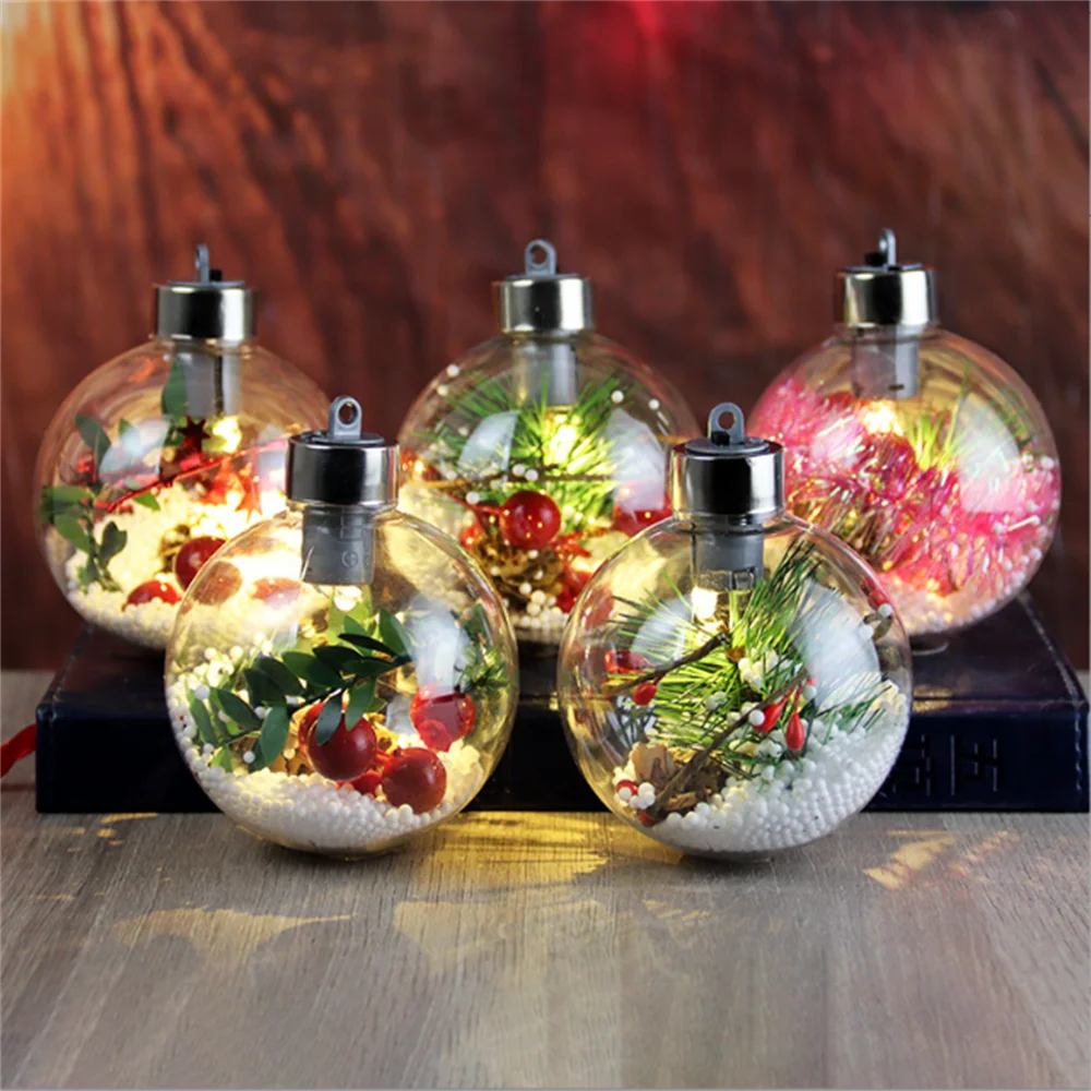 LED Weihnachtskugel 8cm Transparent Kupferdraht