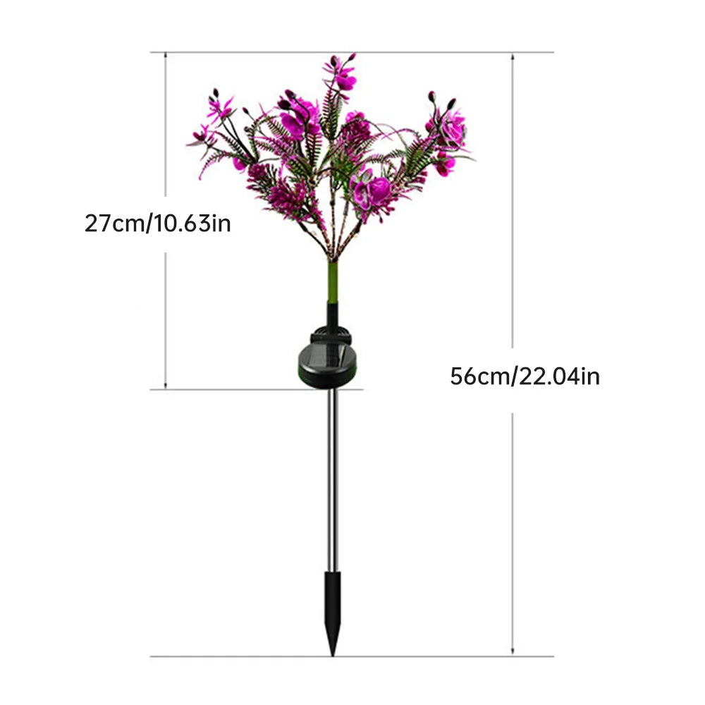 LED Solar Orchideen-Licht Phalaenopsis - Wetterfeste Gartendeko IP65 mit 8-10h Leuchtdauer
