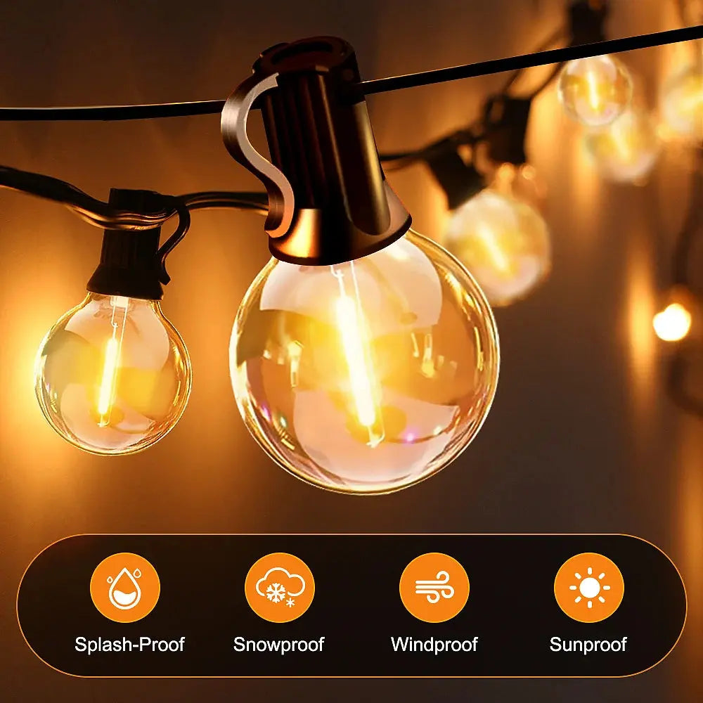 G40 LED-Solar-Lichterkette in Warmweiß mit Fernbedienung und 8 Blinkmodi – einstellbare Helligkeit, wetterbeständig für Ga Wunderweltdeko