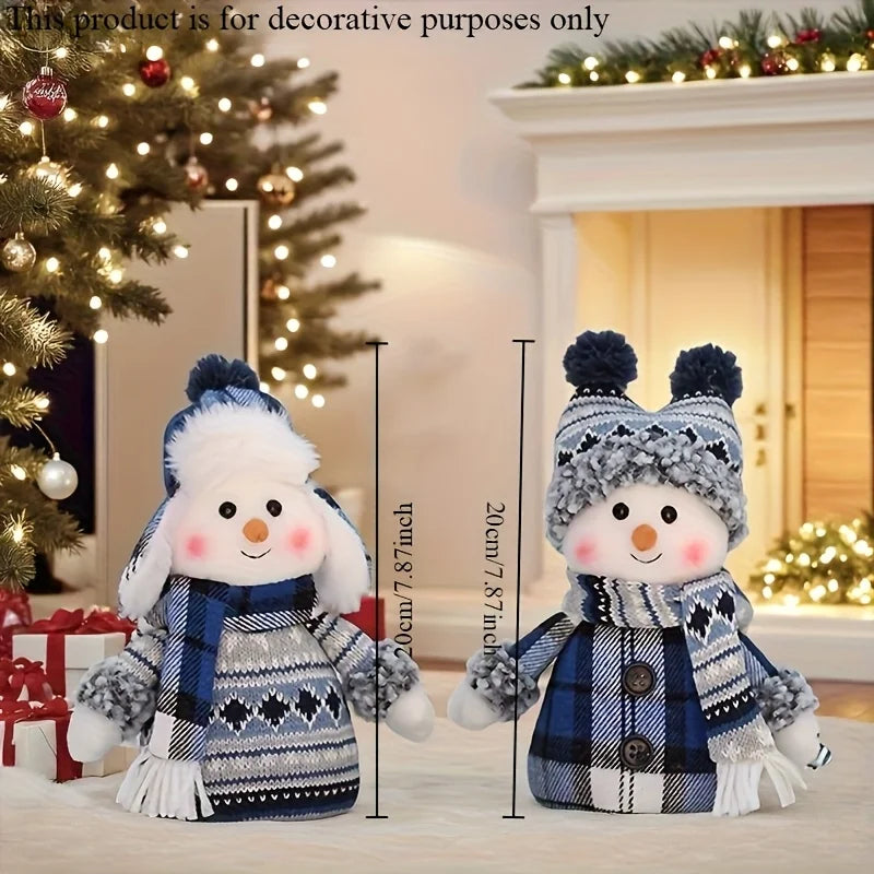 Schneemann Weihnachtsdeko Stoff Rot & Blau