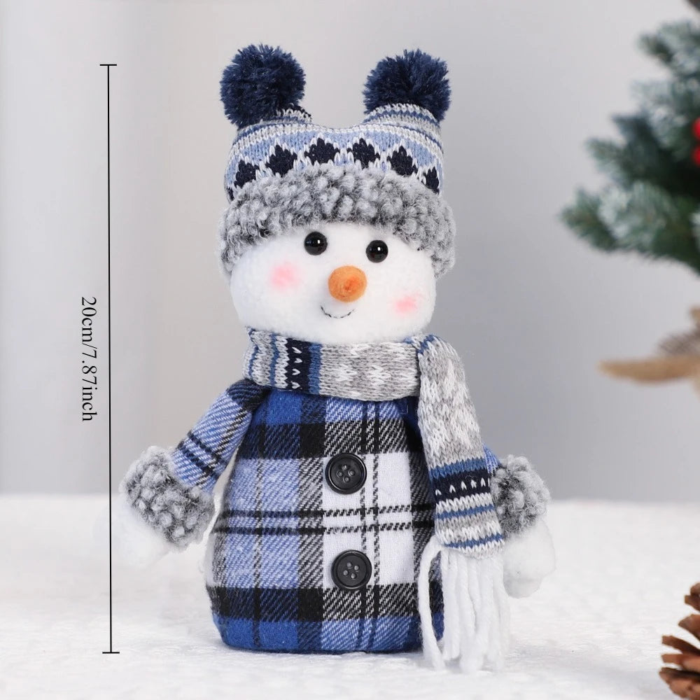 Schneemann Weihnachtsdeko Stoff Rot & Blau
