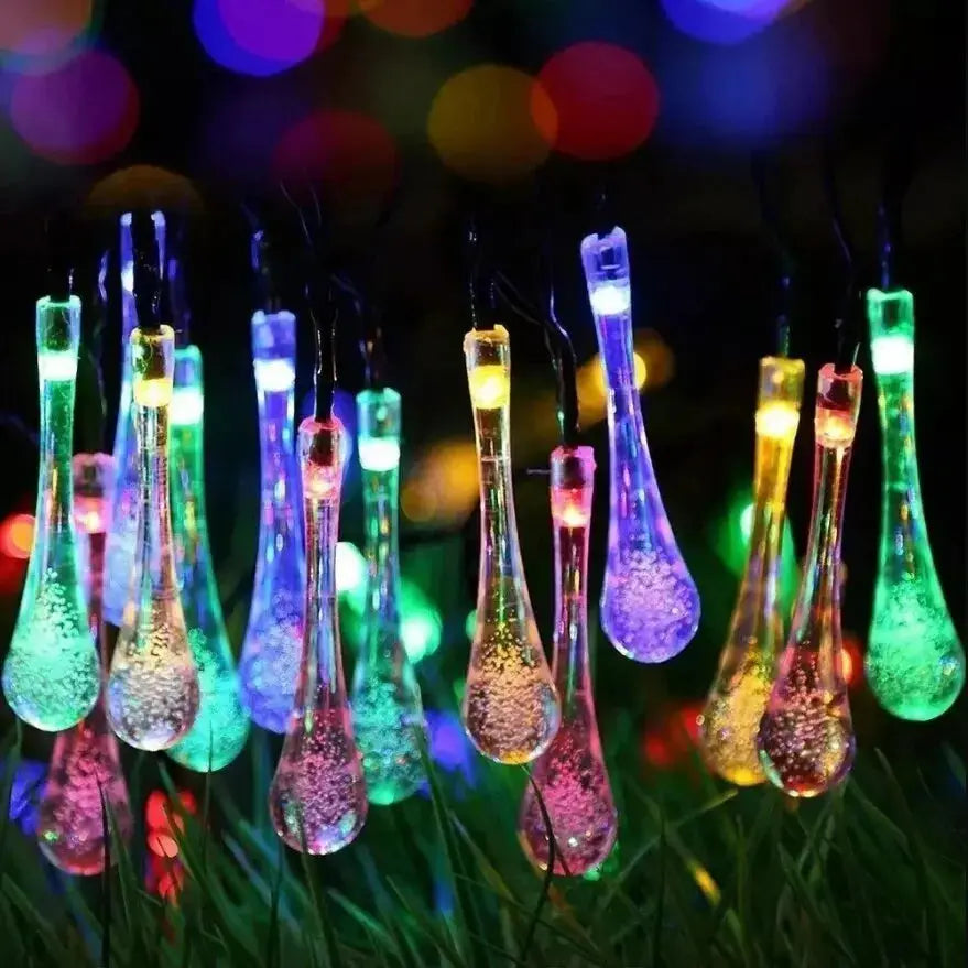 Solar Lichterkette Wassertropfen LED - 50 LEDs Wasserdicht für Garten, Terrasse & Weihnachtsdeko Wunderweltdeko