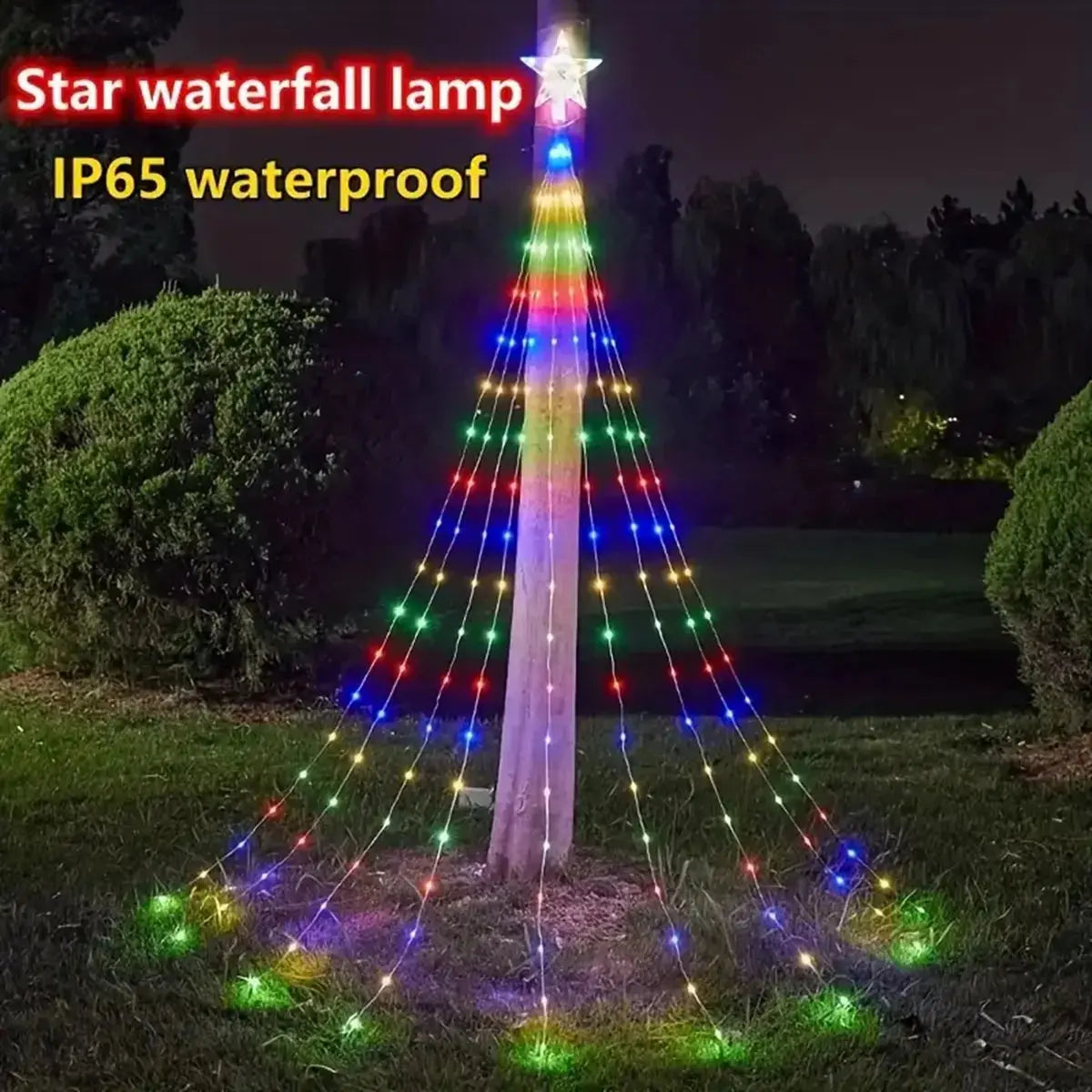 LED Stern Wasserfall Lichterkette 198 LEDs - 8 Modi USB & Fernbedienung - Weihnachtsdeko Innen & Außen Wunderweltdeko