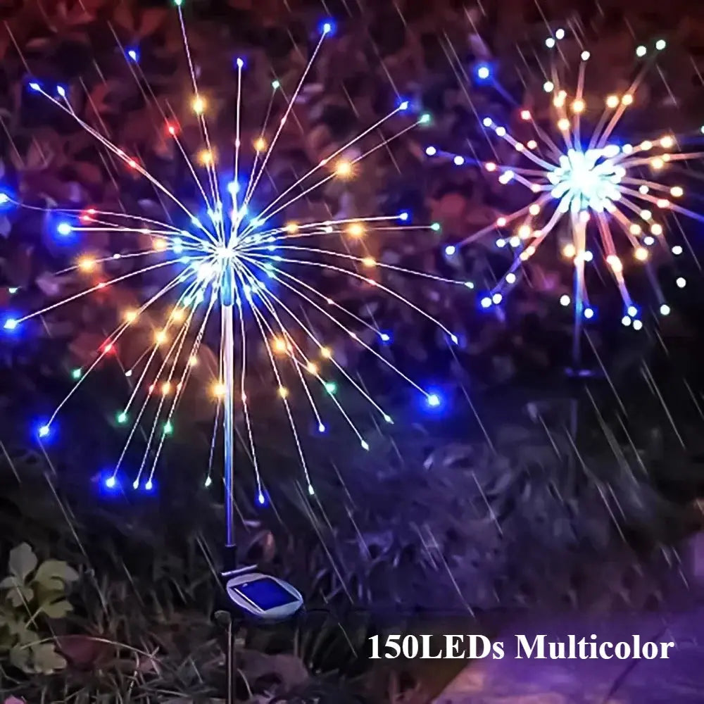 Solar Feuerwerkslicht 90/150 LEDs - Wasserdicht 8 Modi Lichterkette für Garten Wunderweltdeko