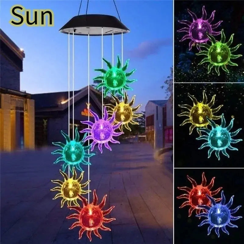 LED Solar Windspiel Kristallkugel - Kolibri Farbwechsel wasserdicht für Garten Wunderweltdeko