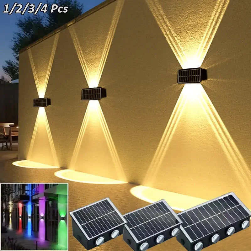 Solar LED Wandstrahler 4/6/8 LEDs - Wasserdicht IP65 Außenbeleuchtung für Garten & Balkon Wunderweltdeko