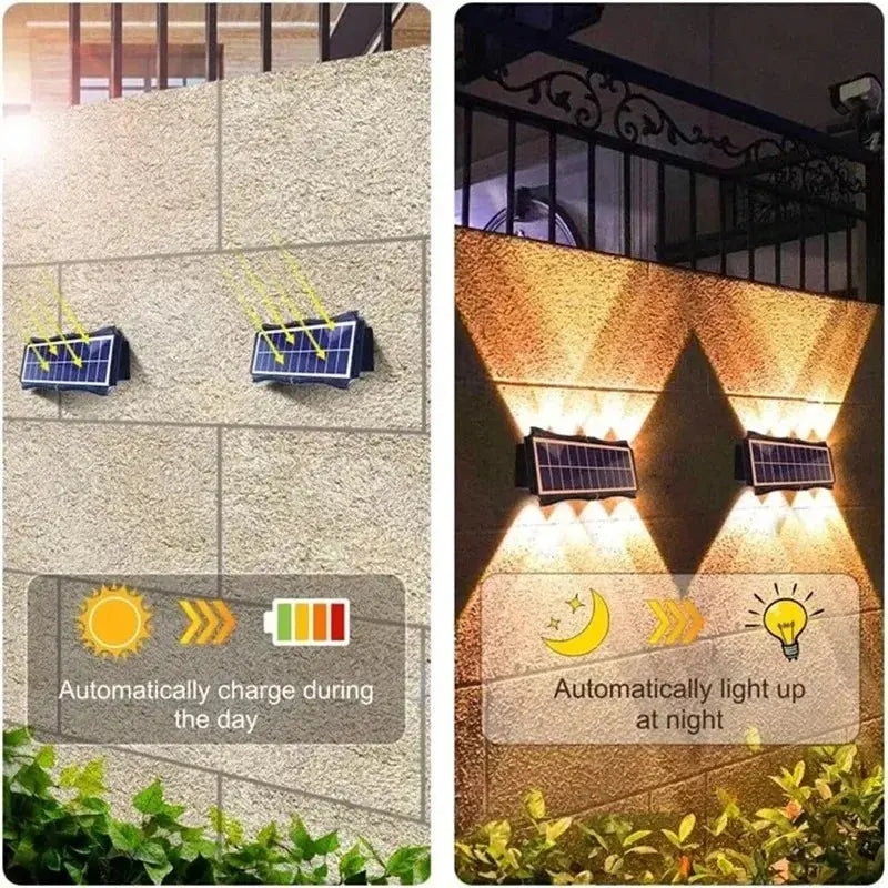 Solar LED Wandstrahler 4/6/8 LEDs - Wasserdicht IP65 Außenbeleuchtung für Garten & Balkon Wunderweltdeko