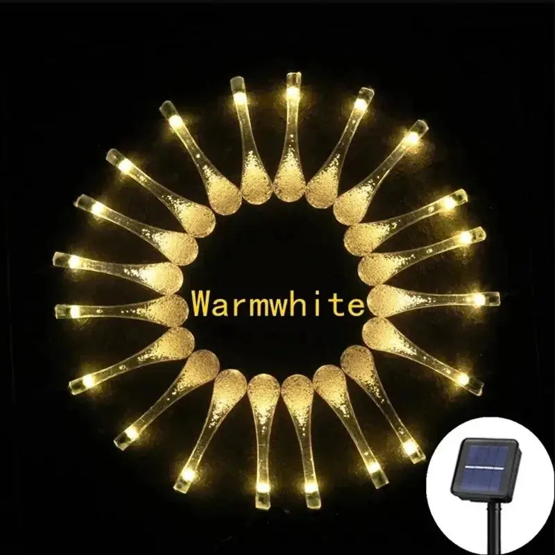 Solar Lichterkette Wassertropfen LED - 50 LEDs Wasserdicht für Garten, Terrasse & Weihnachtsdeko Wunderweltdeko