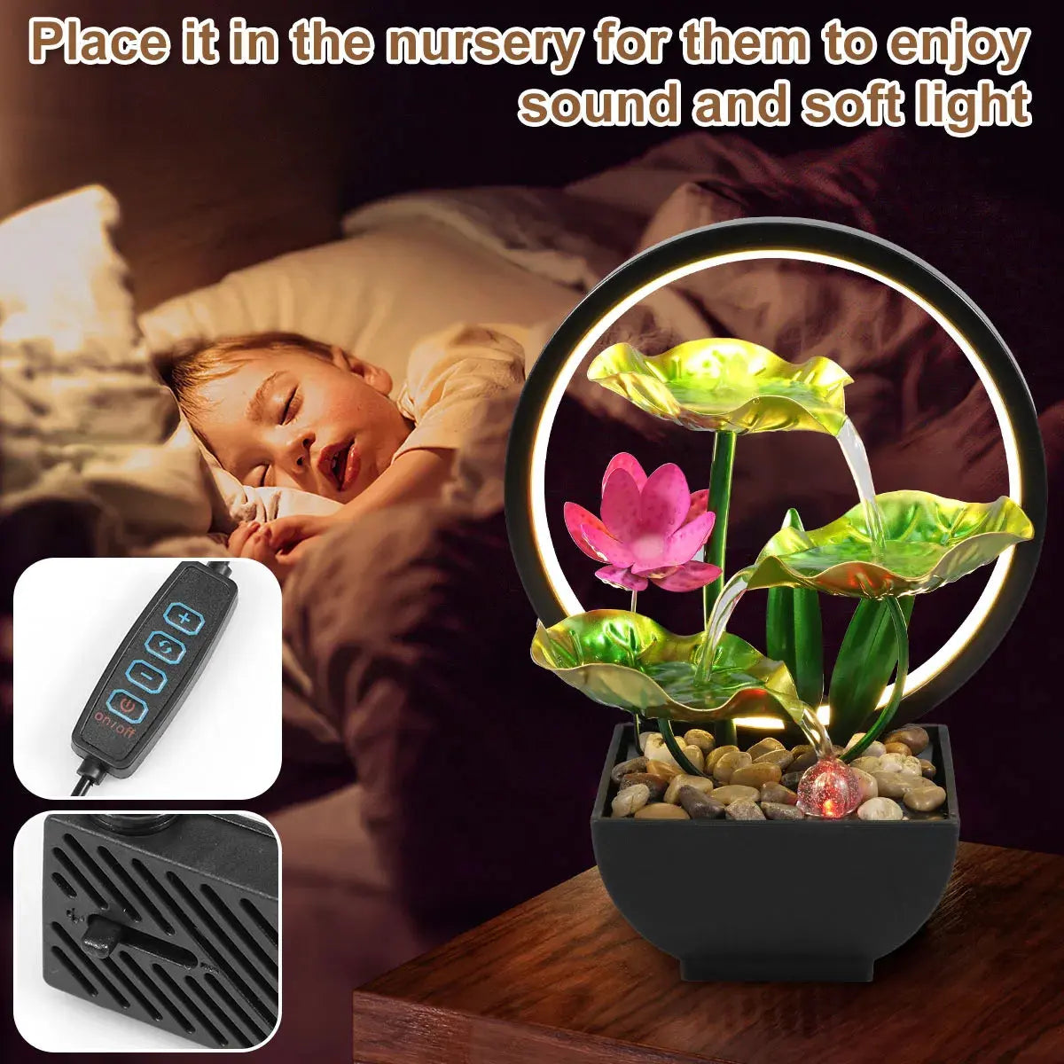 USB Tisch-Wasserbrunnen mit LED - Desktop Wasserfall für Entspannung Wunderweltdeko