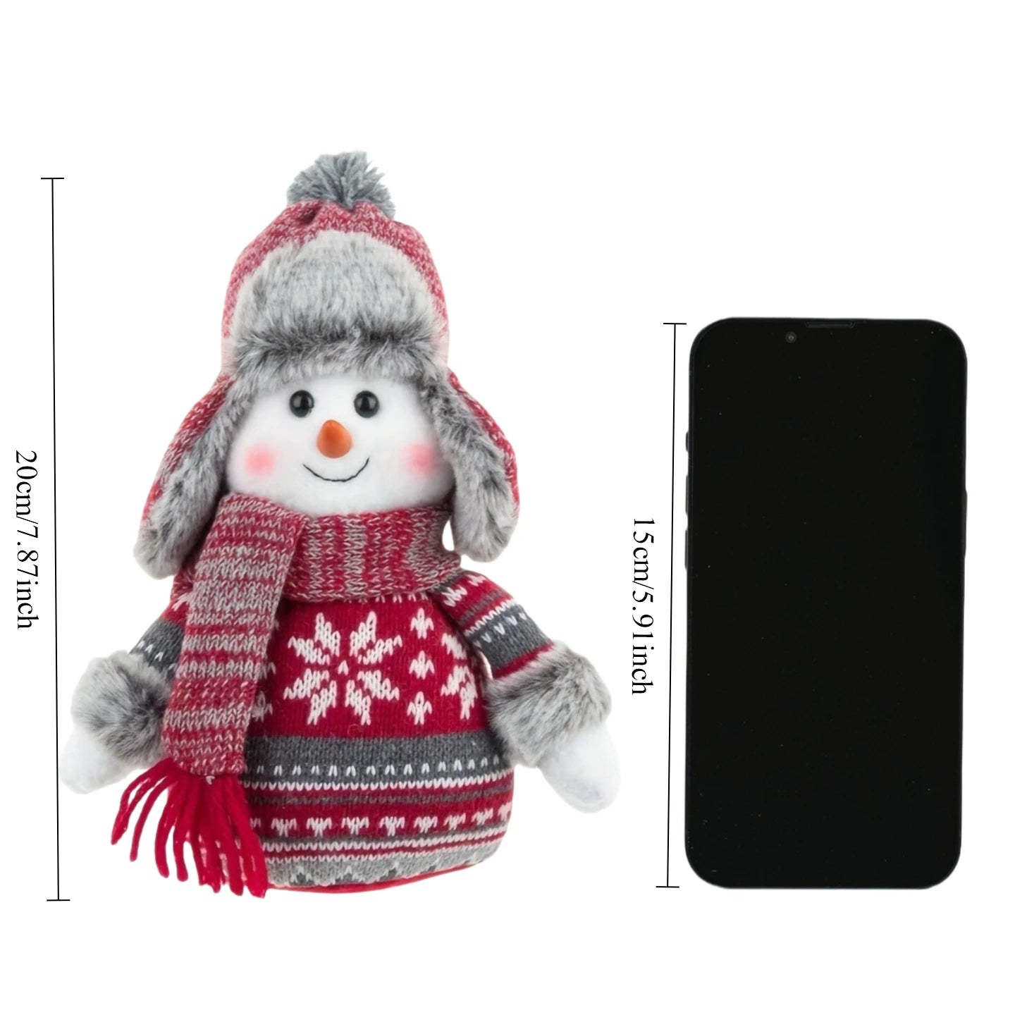 Schneemann Weihnachtsdeko Stoff Rot & Blau