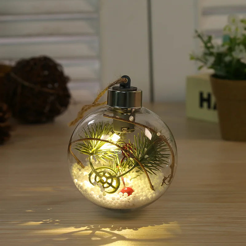 LED Weihnachtskugel 8cm Transparent Kupferdraht