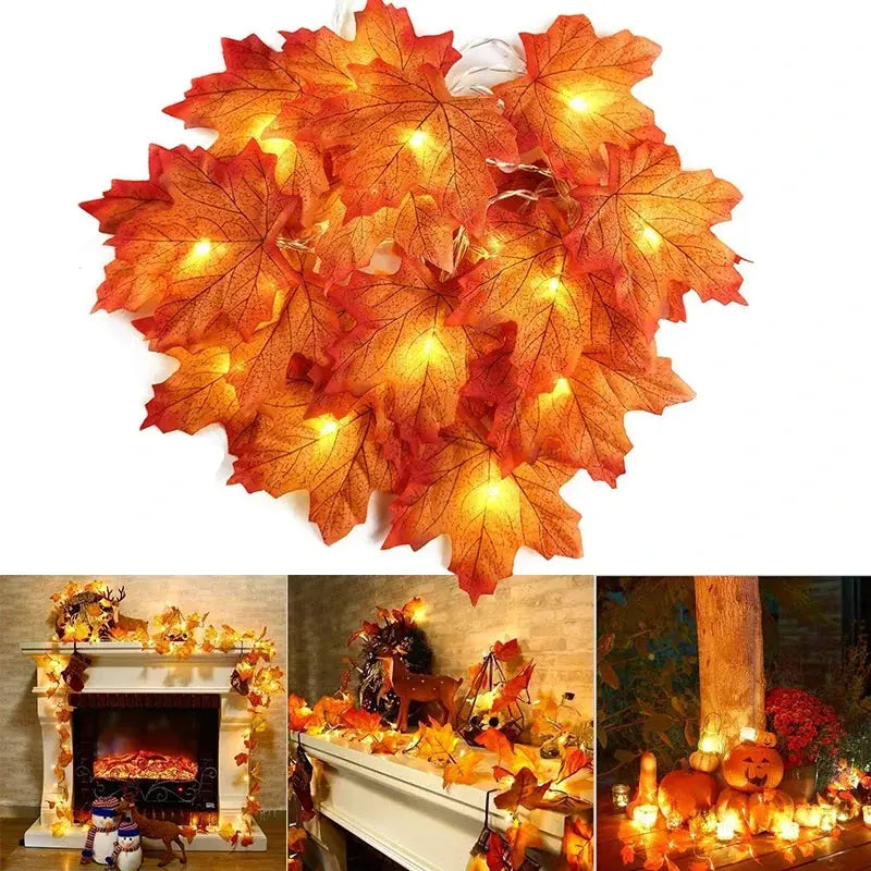 LED-Lichterkette Ahornblätter 2-6m - Warmweiße Herbst-Dekoration für Halloween & Weihnachten Wunderweltdeko