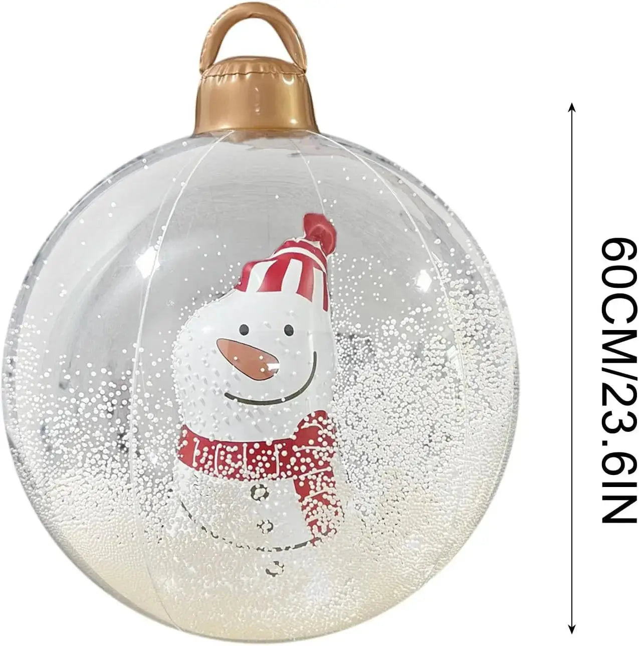 60 cm transparenter riesiger aufblasbarer Weihnachtskugel mit Lichtern, Weihnachtsschmuck, Weihnachts-PVC, aufblasbarer dekorierter Ball Wunderweltdeko