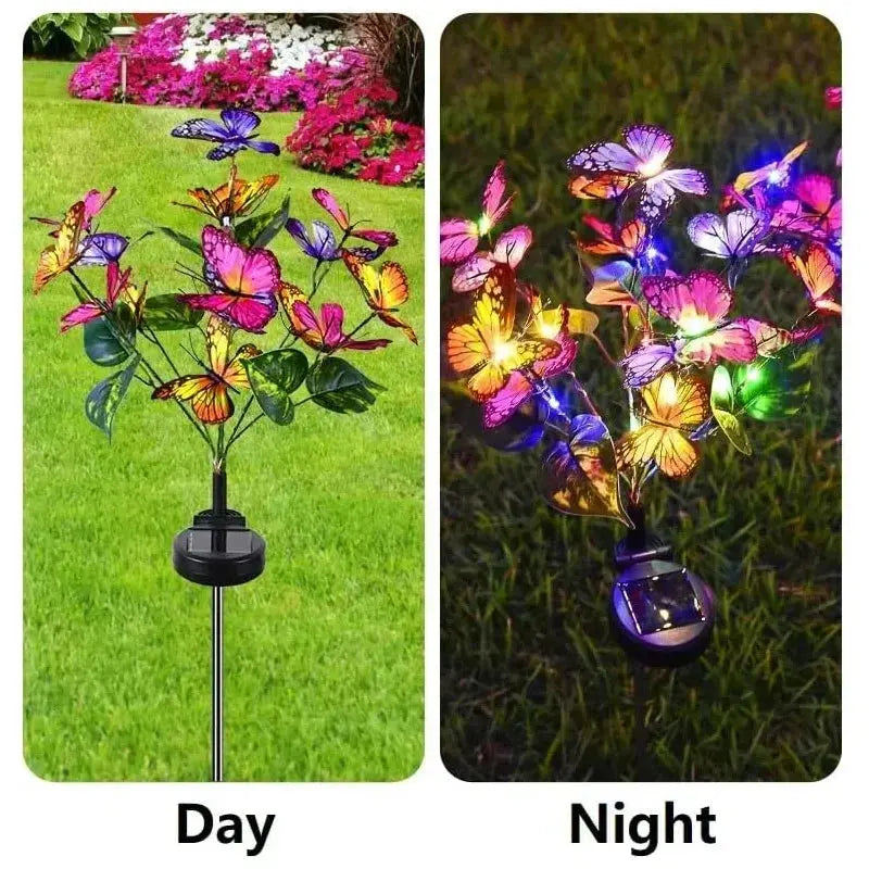 LED Solar Gartenleuchten Schmetterling - Wasserdicht Blumenbaum Lichter für Garten Wunderweltdeko