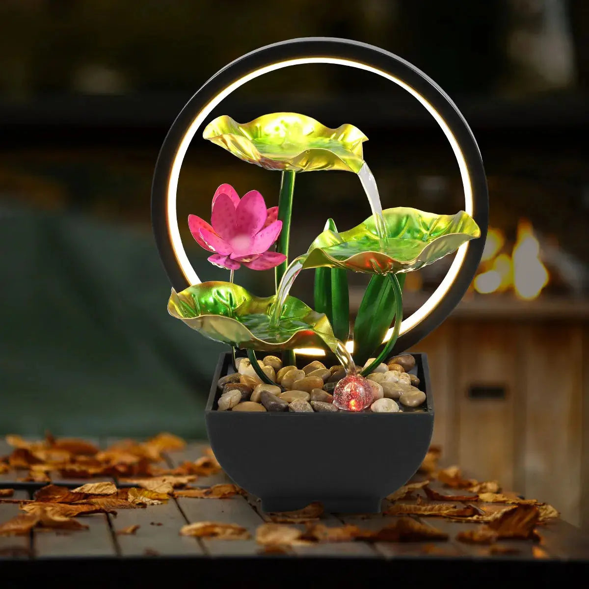 USB Tisch-Wasserbrunnen mit LED - Desktop Wasserfall für Entspannung Wunderweltdeko