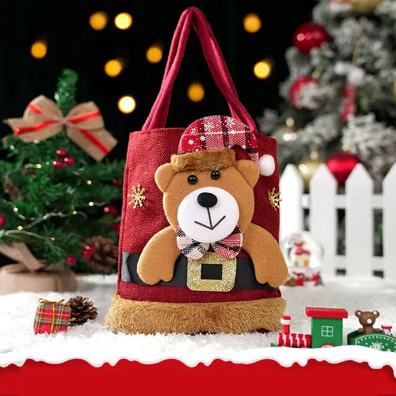 🎁 Weihnachtsgeschenktüten aus Flanell 🎄 | 1-20 Stück Süßigkeitentüten mit Schneemann & Bär ⛄🐻 | Kordelzug-Geschenkbeutel Wunderweltdeko