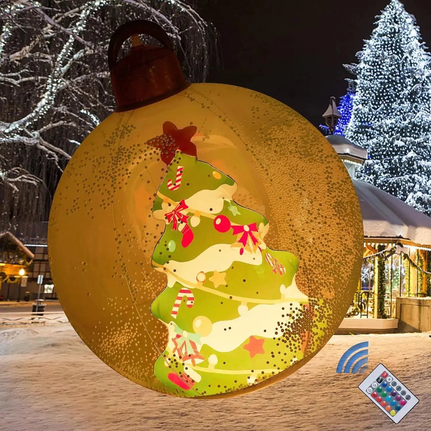 60 cm transparenter riesiger aufblasbarer Weihnachtskugel mit Lichtern, Weihnachtsschmuck, Weihnachts-PVC, aufblasbarer dekorierter Ball Wunderweltdeko