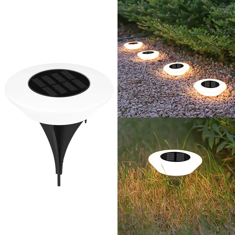 Solar-Bodenleuchten 4er-Pack - 14 LED wasserdichte Gartenbeleuchtung für Wege wunderweltdeko