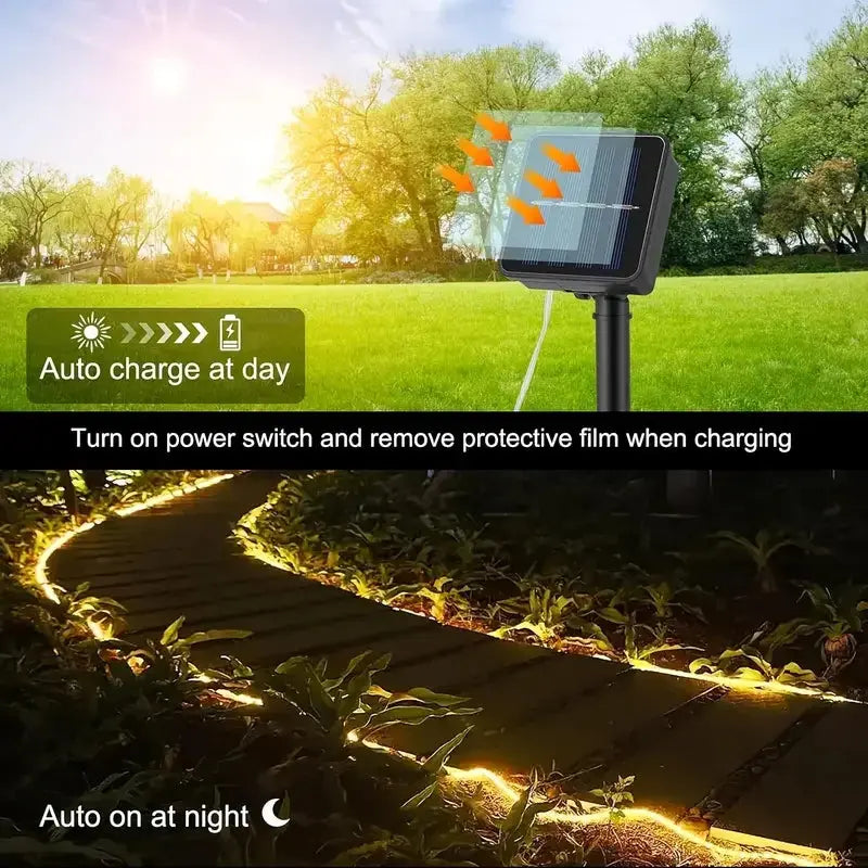 Solar LED Lichterkette Feenröhren - 7m/50 LEDs wasserdicht IP65 mit 8 Modi Wunderweltdeko