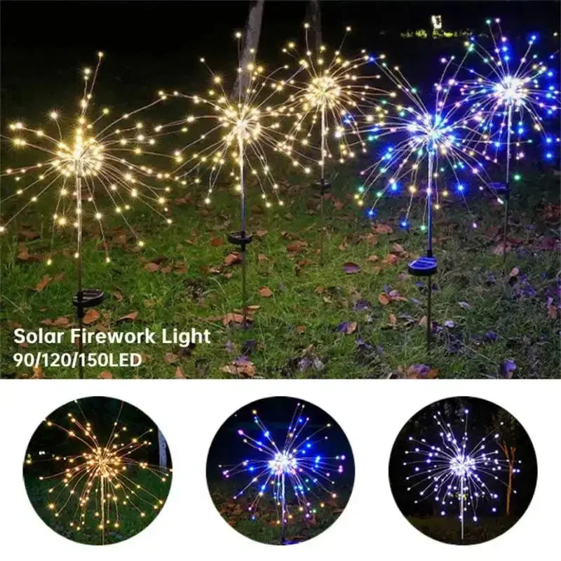 Solar Feuerwerkslicht 90/150 LEDs - Wasserdicht 8 Modi Lichterkette für Garten Wunderweltdeko