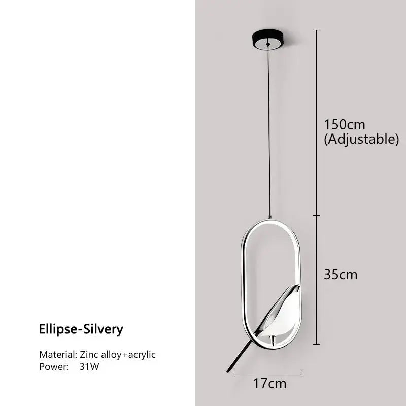 Elster Vogel LED-Pendelleuchte - Moderne Hängeleuchte für Schlafzimmer & Nachttisch wunderweltdeko