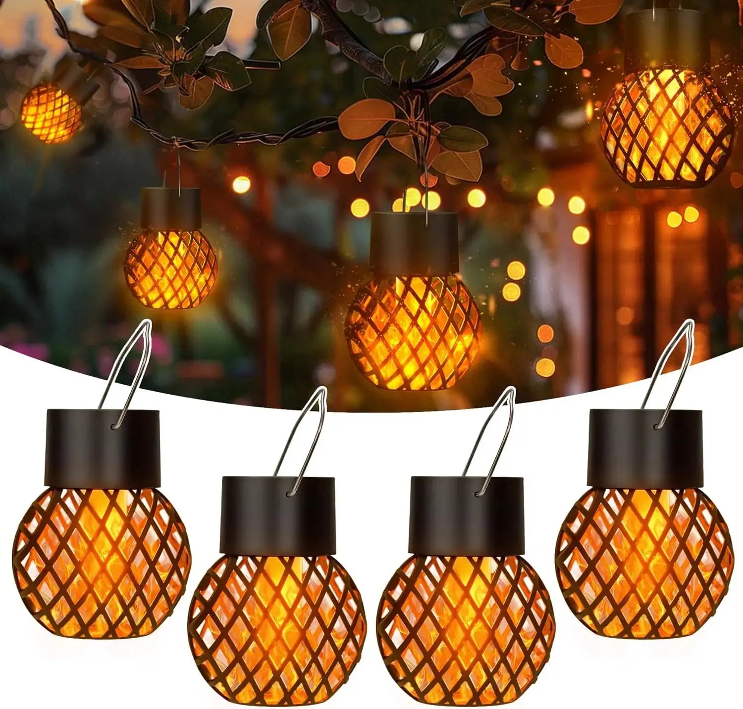 Solar LED Flammeneffekt Laterne - Wasserdichte Hängelampe für Garten, Terrasse & Hof Wunderweltdeko