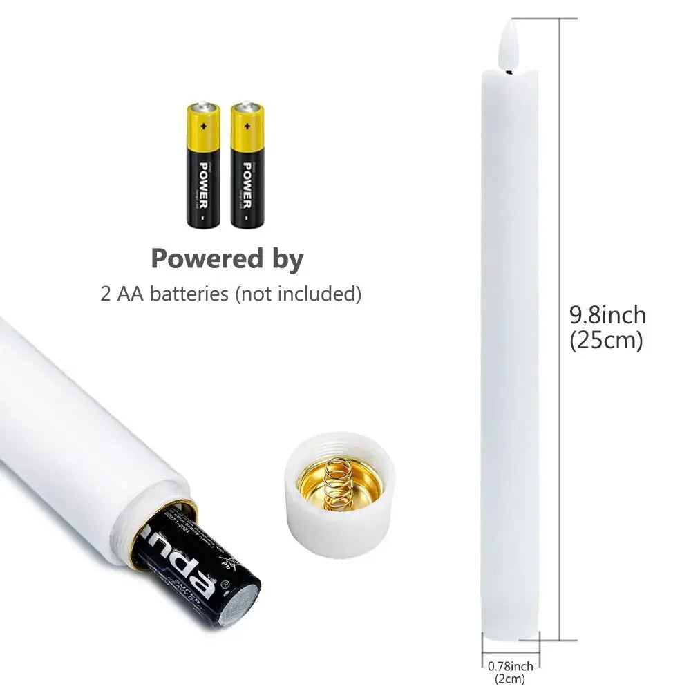 LED Spitzkerzen 2er Set - Flammenlose Kerzen mit 3D Docht für Weihnachten & Fenster Deko Wunderweltdeko