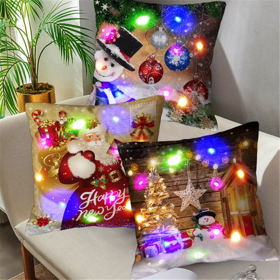 LED Weihnachts-Kissenbezug 45x45cm Weihnachtsmann