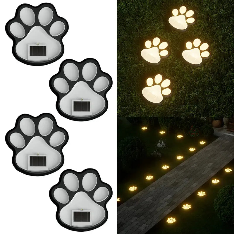 Solar LED Tierpfotenabdruck Lichter - Wasserdicht IP65 Garten Wegbeleuchtung 4er Set Wunderweltdeko