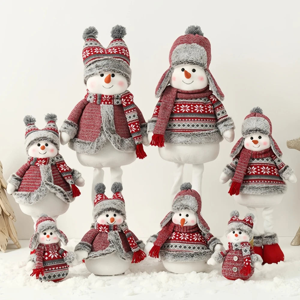 Schneemann Weihnachtsdeko Stoff Rot & Blau