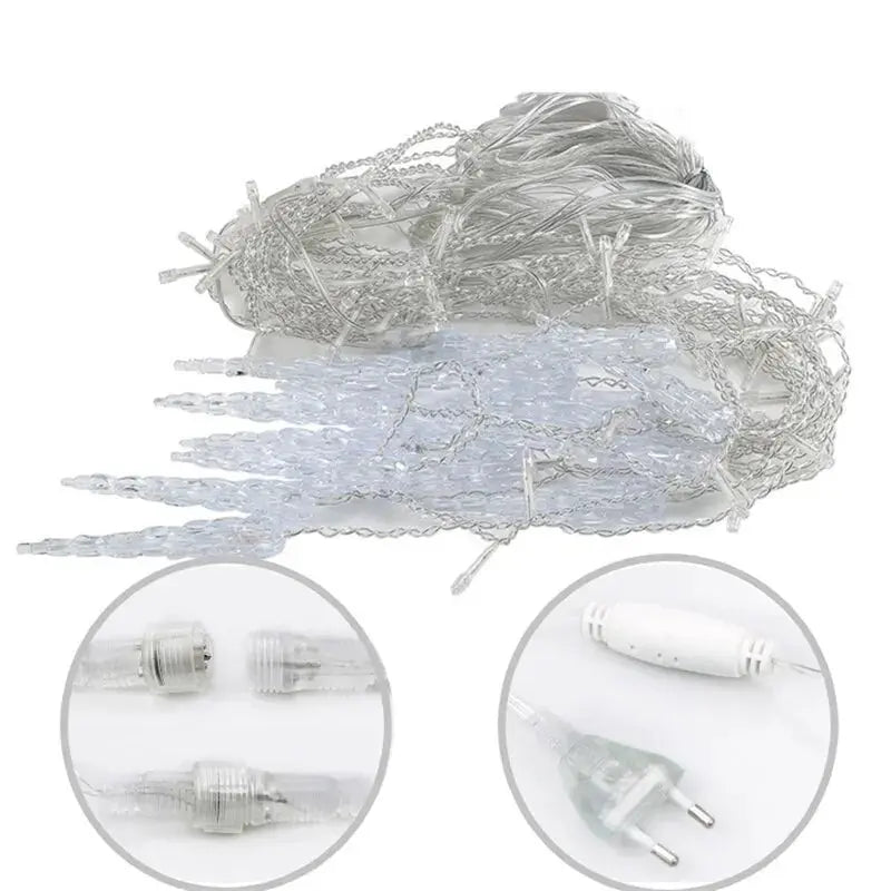 LED Weihnachtslichterkette Eiszapfen - 5-28m Außen Vorhang Lichterkette mit 8 Modi Wunderweltdeko