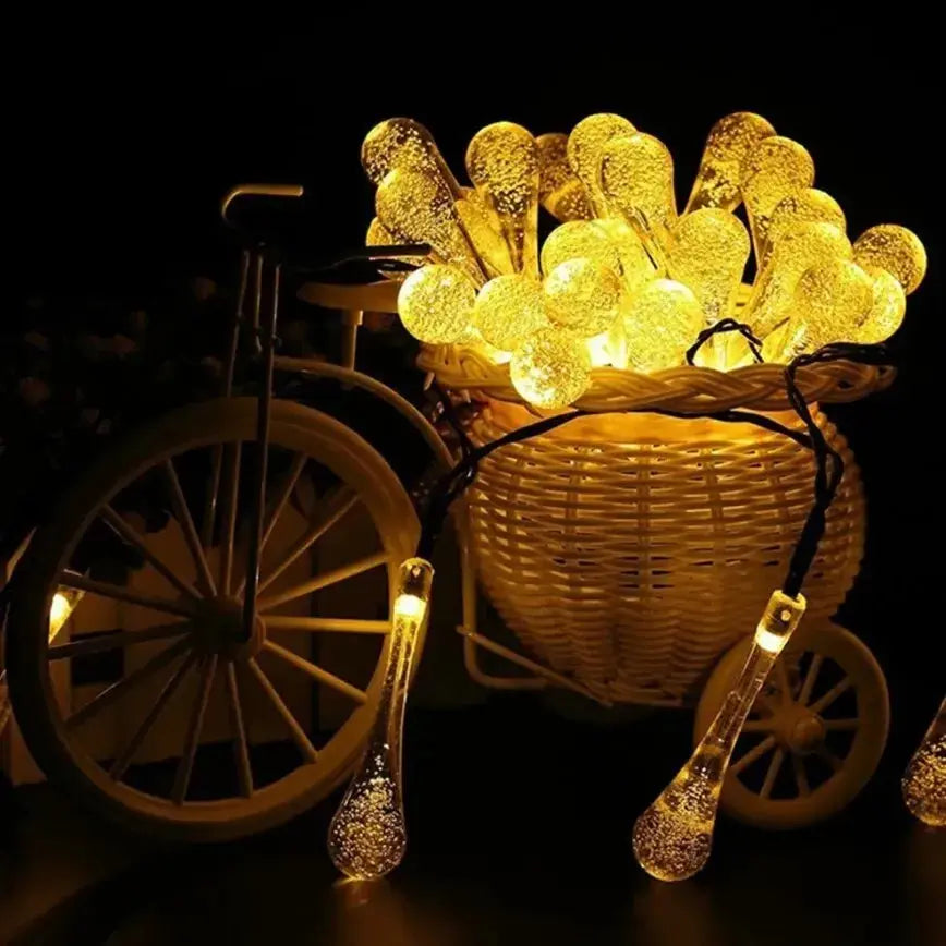 Solar Lichterkette Wassertropfen LED - 50 LEDs Wasserdicht für Garten, Terrasse & Weihnachtsdeko Wunderweltdeko