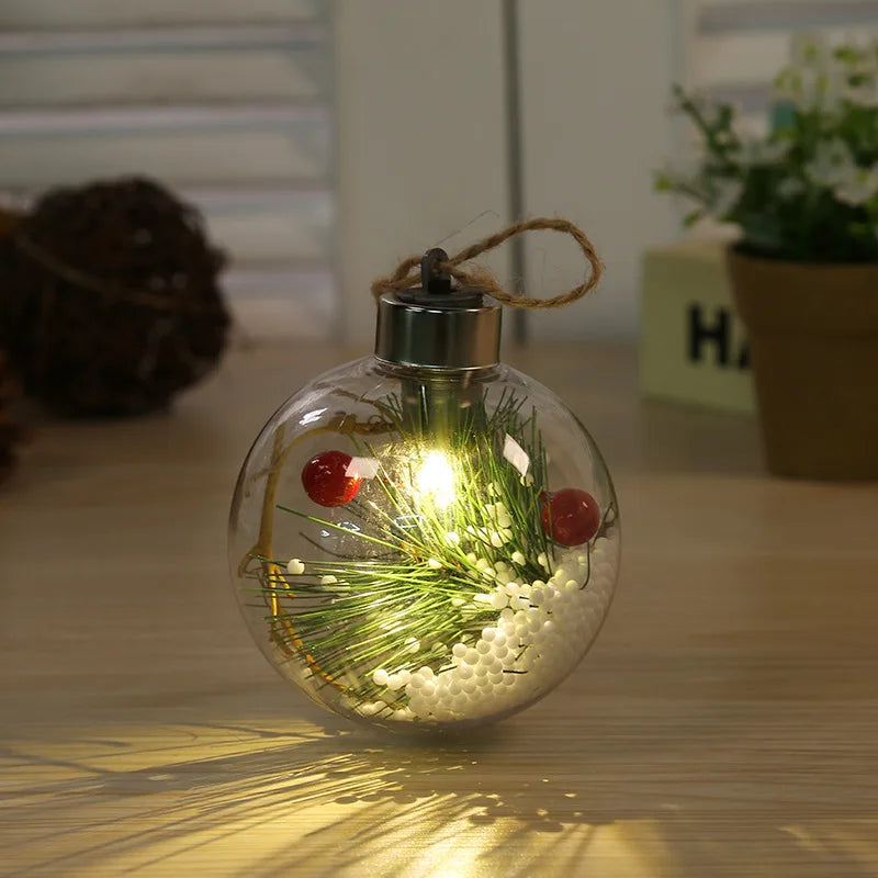 LED Weihnachtskugel 8cm Transparent Kupferdraht