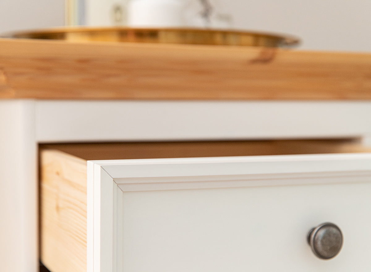 Bologna Elegante Massivholz Kiefer Kommode 4.3 | Farbe Weiß - Kiefer